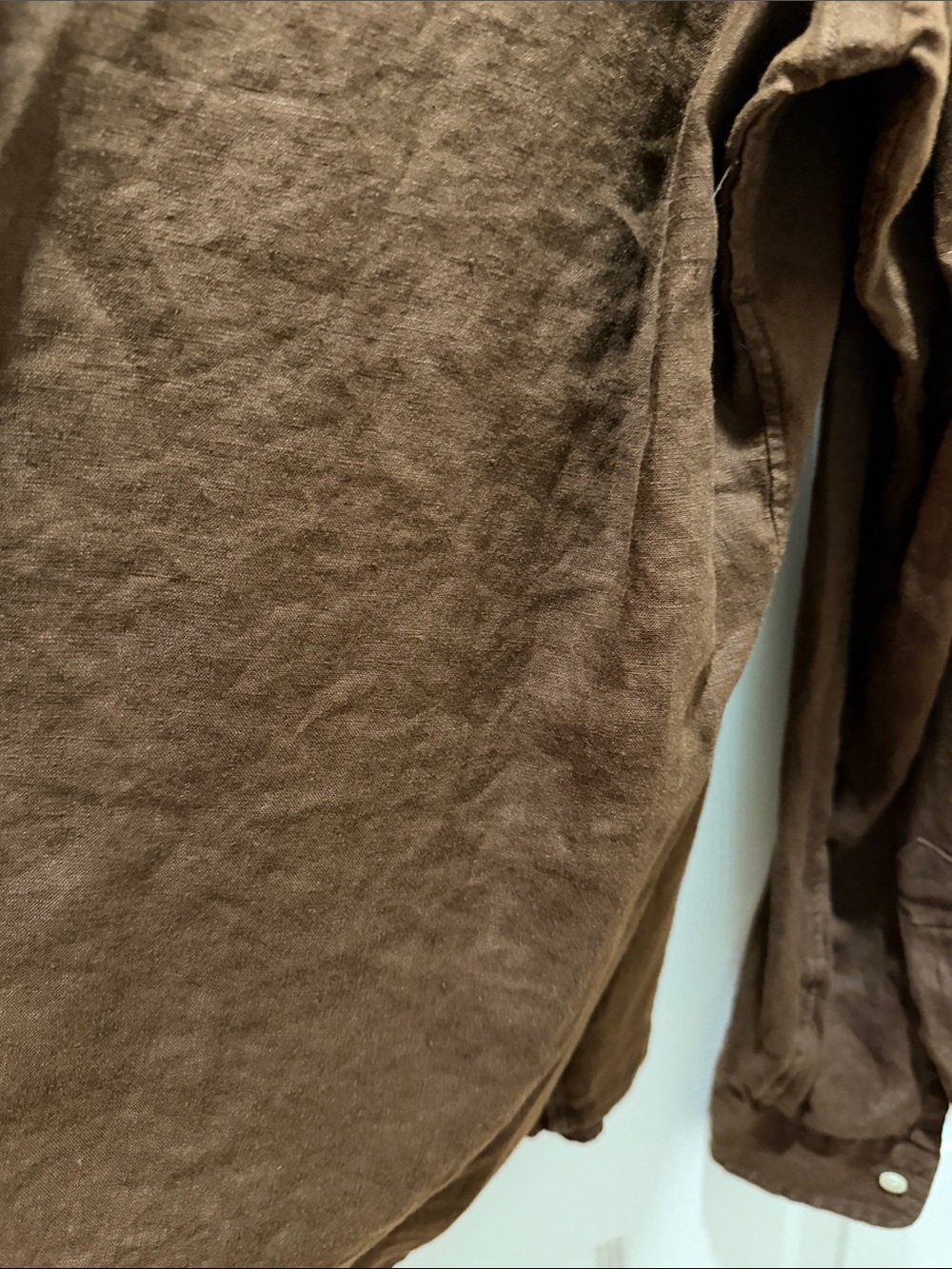 Linen Ralph Lauren Brown Button-Down Casual Shirt with Embroidered Pony - Picture 14 of 14